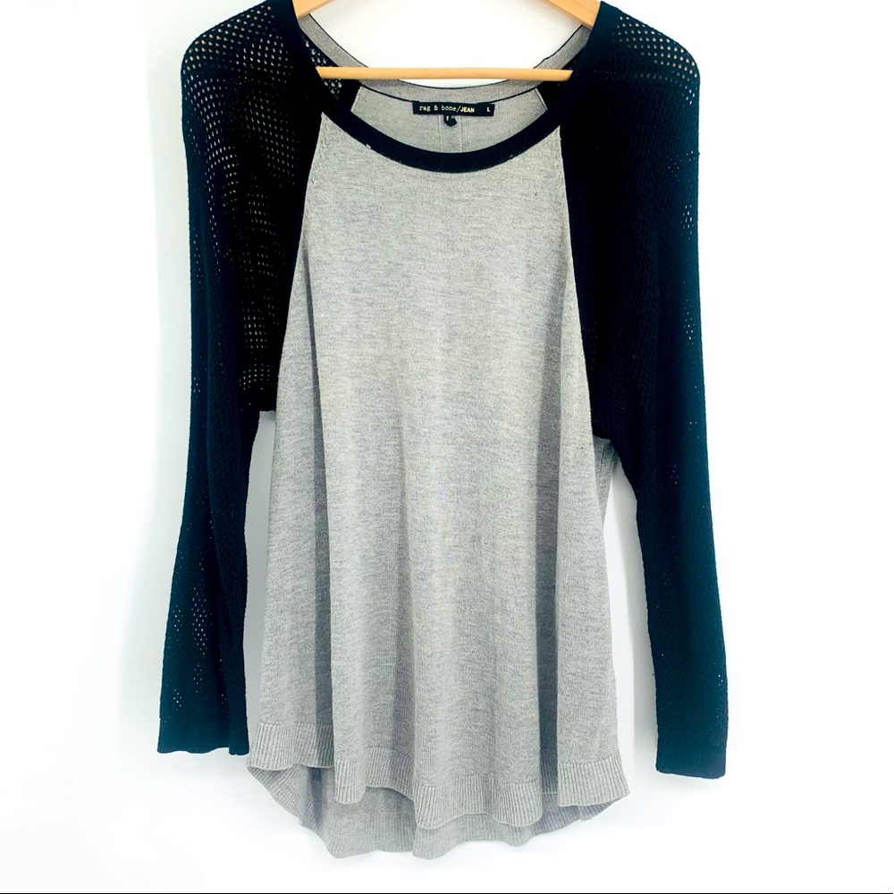 RAG & BONE black gray baseball style sweater size large